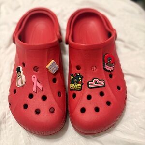 CROCS Red Adult Sandals with Playful Charms